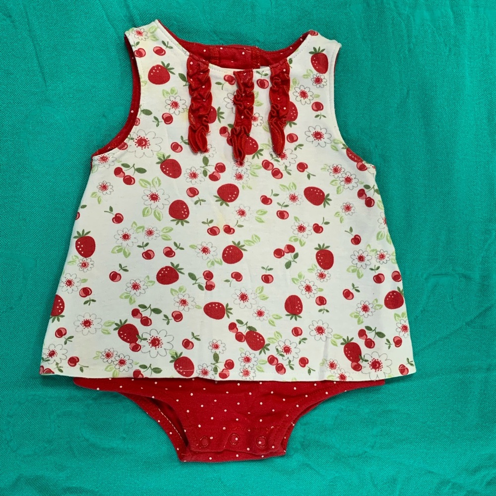 Cherries Baby Girl One-piece with matching Hat